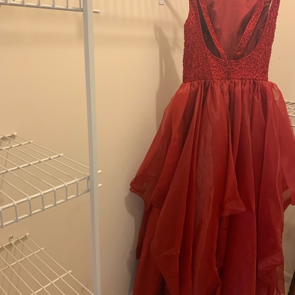 Red beaded silk prom/party gown - Picture 6 of 6